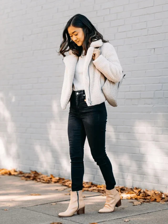 looks com casaco teddy branco